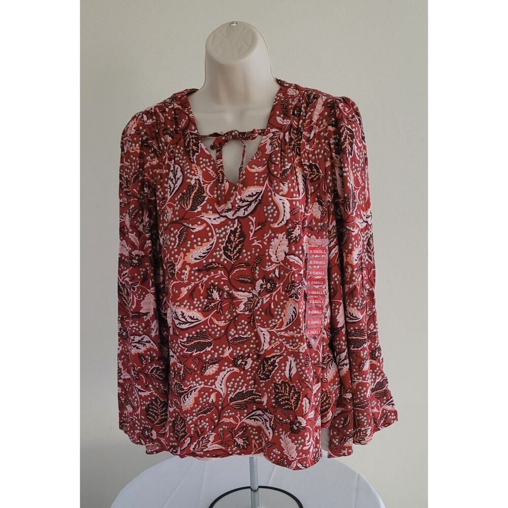 JESSICA SIMPSON /Leslie Boho Bell-sleeves Paisley/Floral print Blouse-Sz XS NEW!
